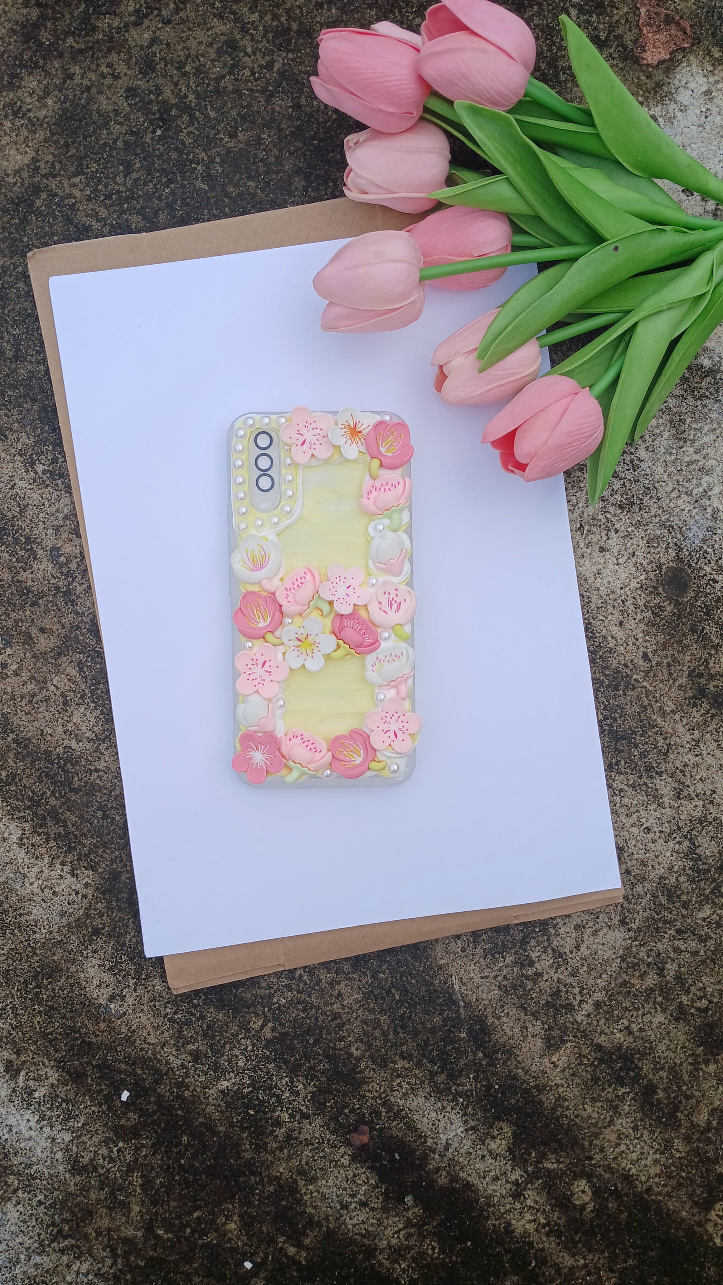 Blossom Pearl Cream Decoden Phone Case