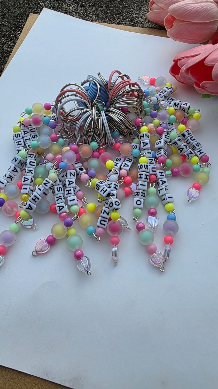 Custom Name Beaded Keychain – Pastel Candy Charm Style (1 Piece)