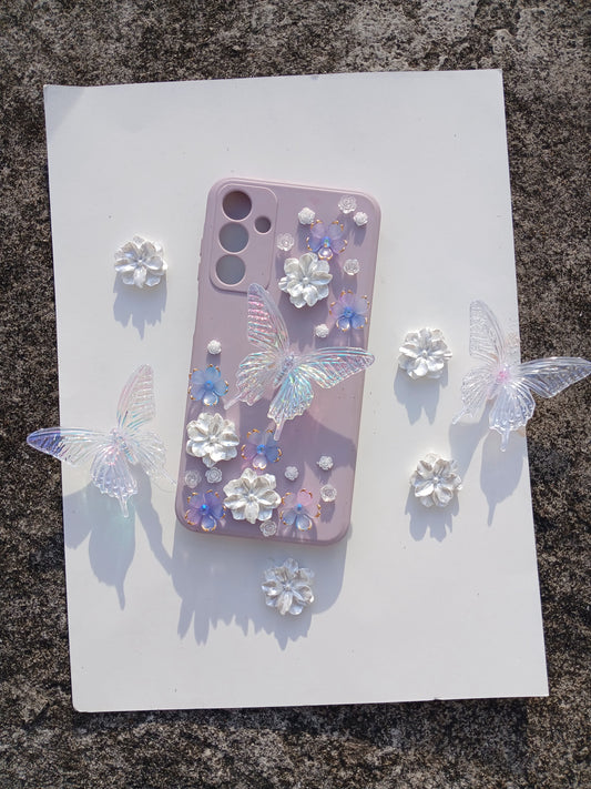 Elegant Purple Butterfly & Floral Phone Case