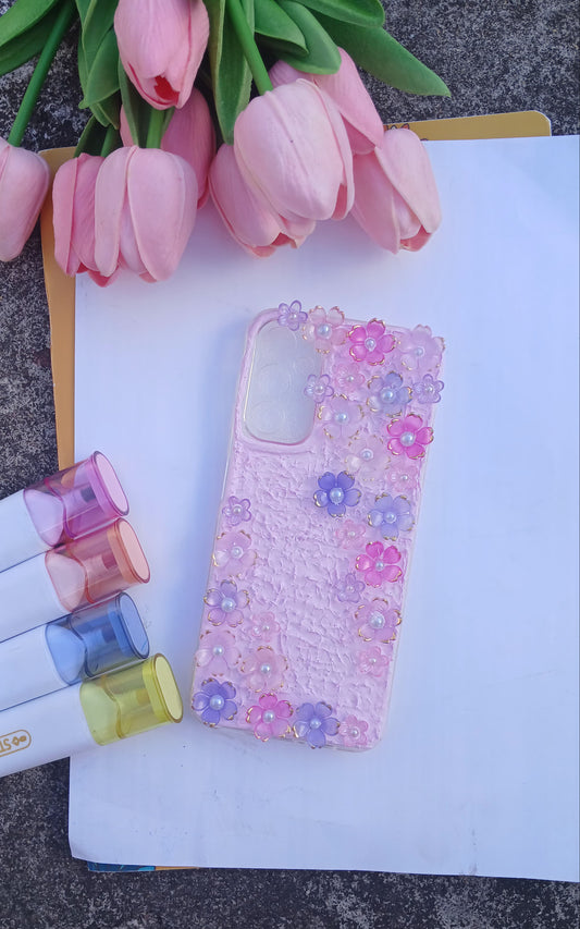 Blossom Blush Textured Phone Case – Pastel Pearl Garden