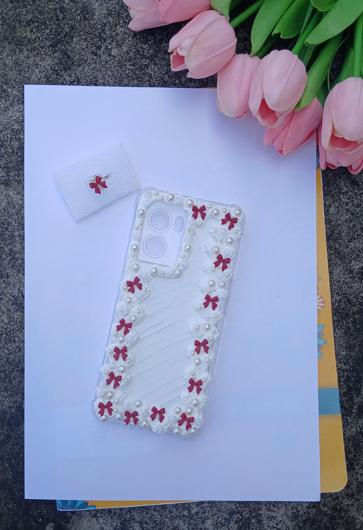 White Whipped Cream Bow Phone Case