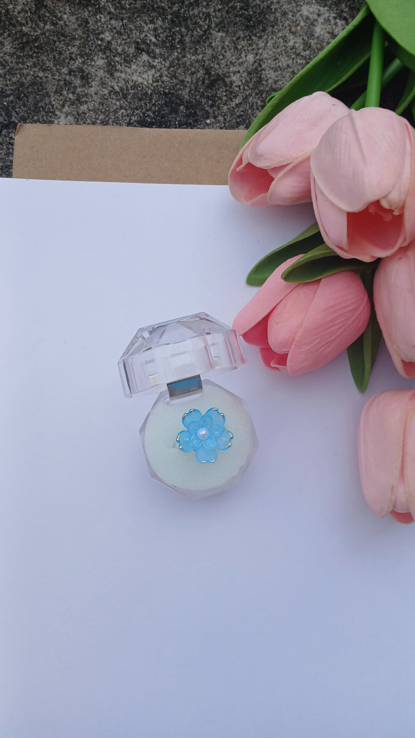 Blue Blossom Pearl Ring