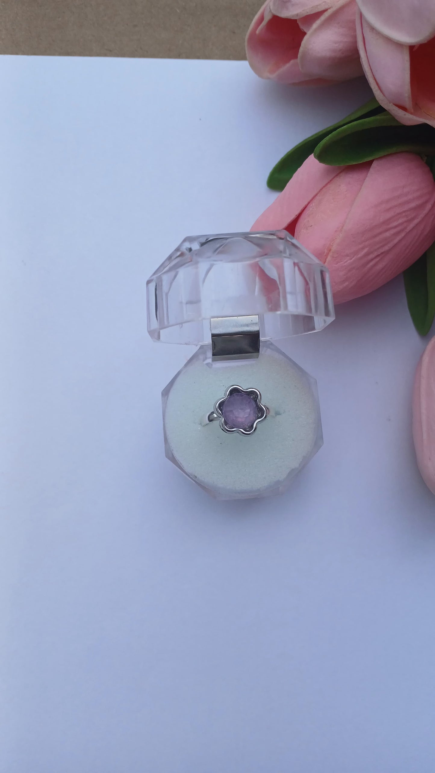 Blossom Amethyst Flower Ring – Elegant Sterling Silver