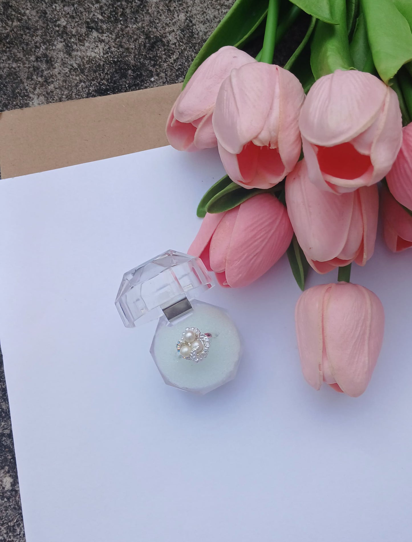 Vintage Pearl & Crystal Halo Ring