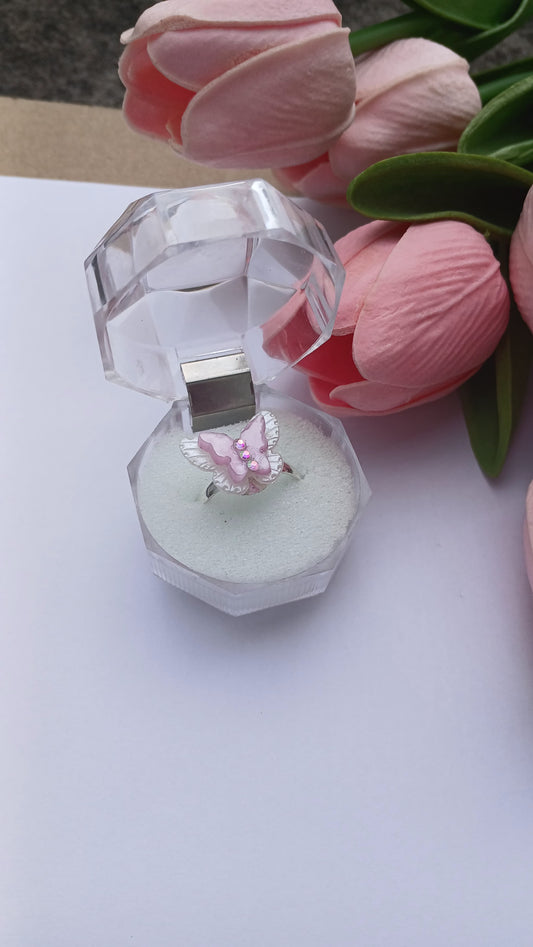 Pink Butterfly Ring – Elegant Handmade Resin Jewelry