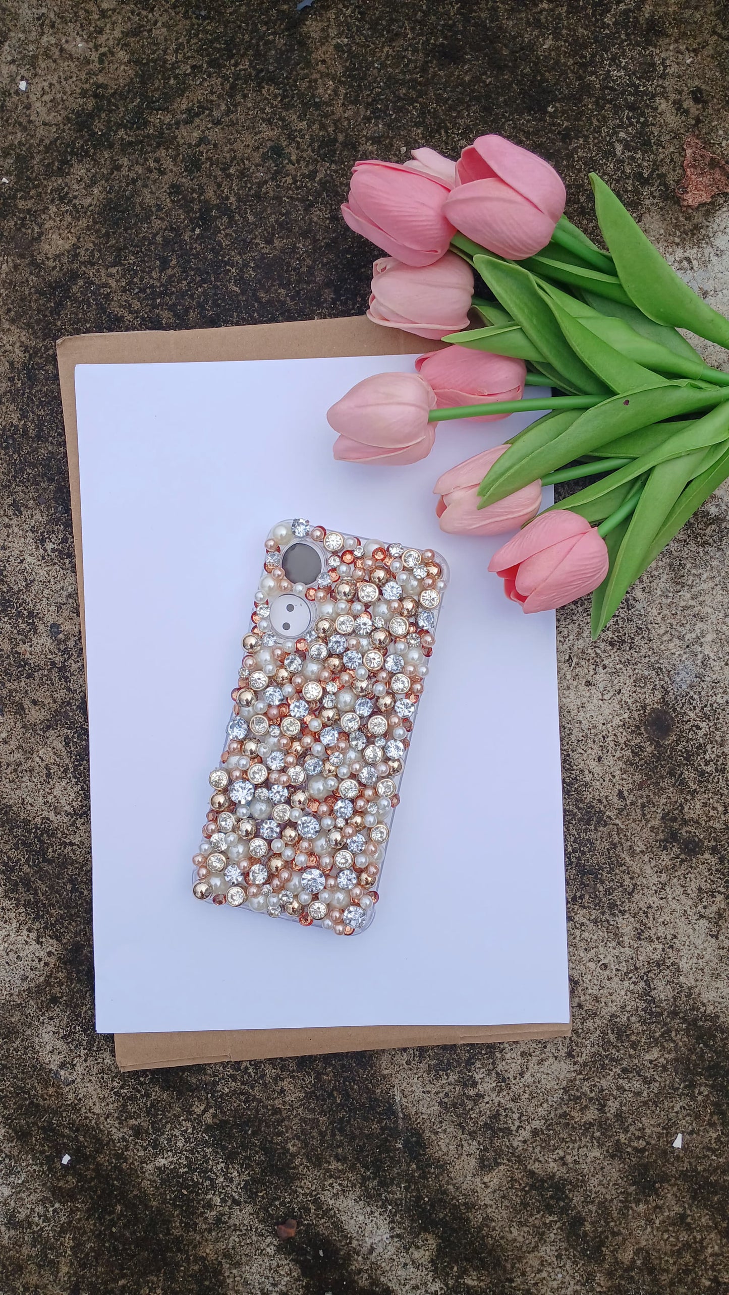 Crystal Luxe Pearl-Studded Phone Case