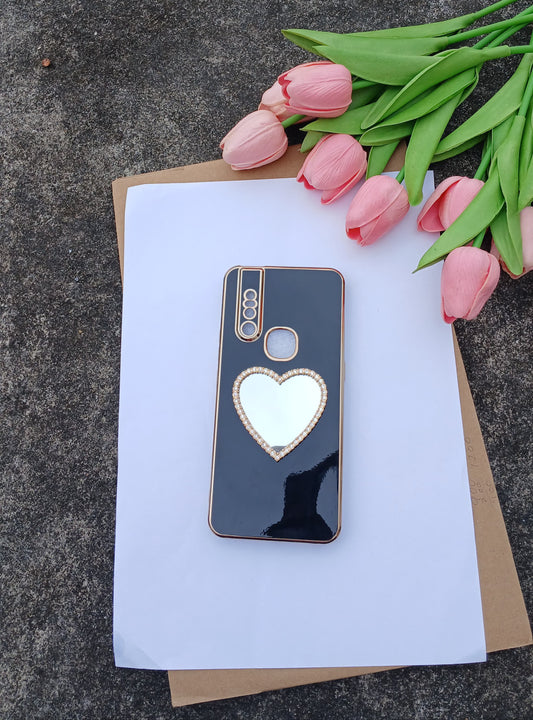Black Mirror Heart Phone Case – Luxe Reflection Edition
