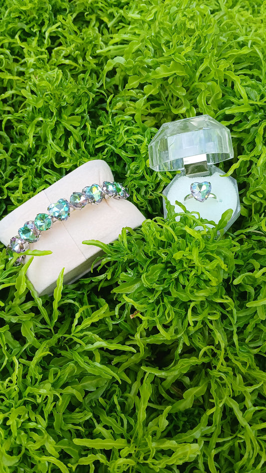 Aurora Prism Duo – Bracelet & Heart Ring Set