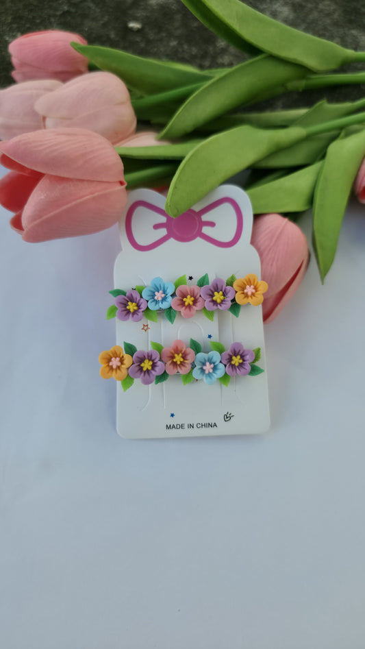 Pastel Bloom Hair Clips – Set of 2 Floral Barrettes